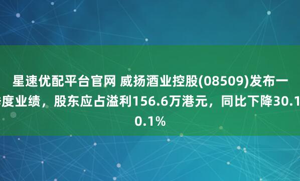 星速优配平台官网 威扬酒业控股(08509)发布一季度业绩，股东应占溢利156.6万港元，同比下降30.1%