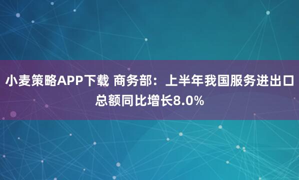 小麦策略APP下载 商务部：上半年我国服务进出口总额同比增长8.0%